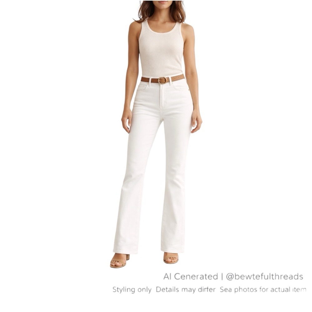 Mavi Molly White Bootcut Jeans W33 L34 Mid Rise Stretch Denim